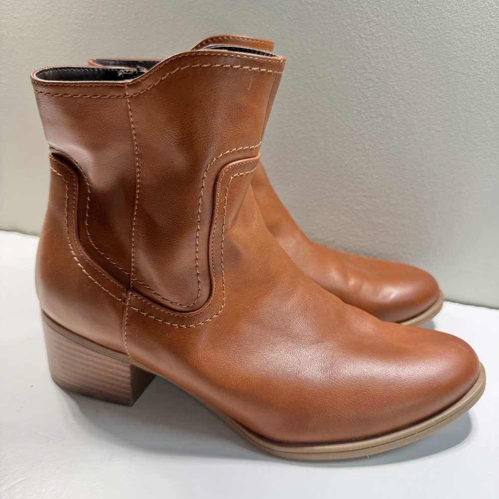 Naturalizer Women's Booties 9 Brown Block Heel Comfort Shoe